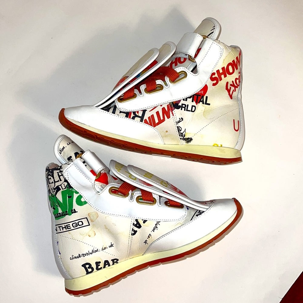 VIVIENNE WESTWOOD 3 TONGUE SNEAKERS IT38 MEANINGLESS PRINT - Picture 5 of 9